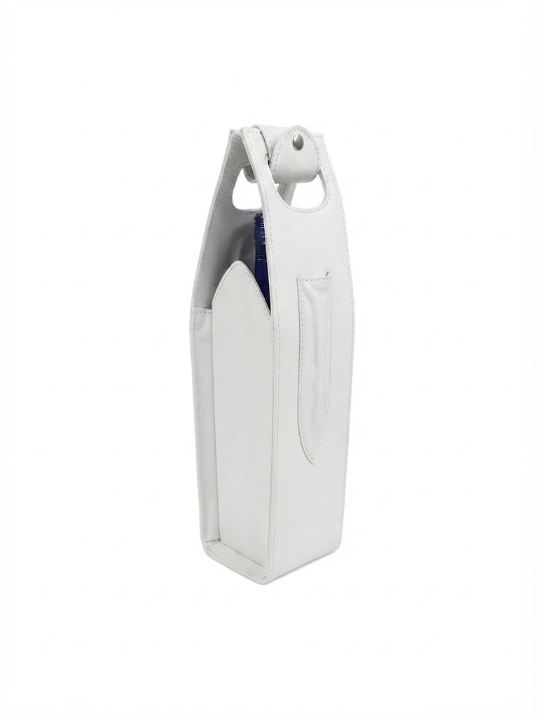 Premium Full-Grain Leather Single Wine Bottle Holder (Black, White, Brown)
