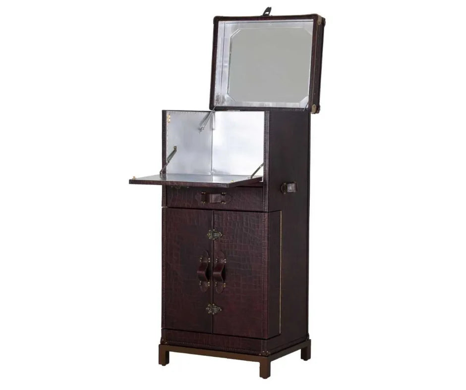 Prestige Martini Crocodile Leather Bar Trunk | Luxury Liquor Cabinet & Wine Storage