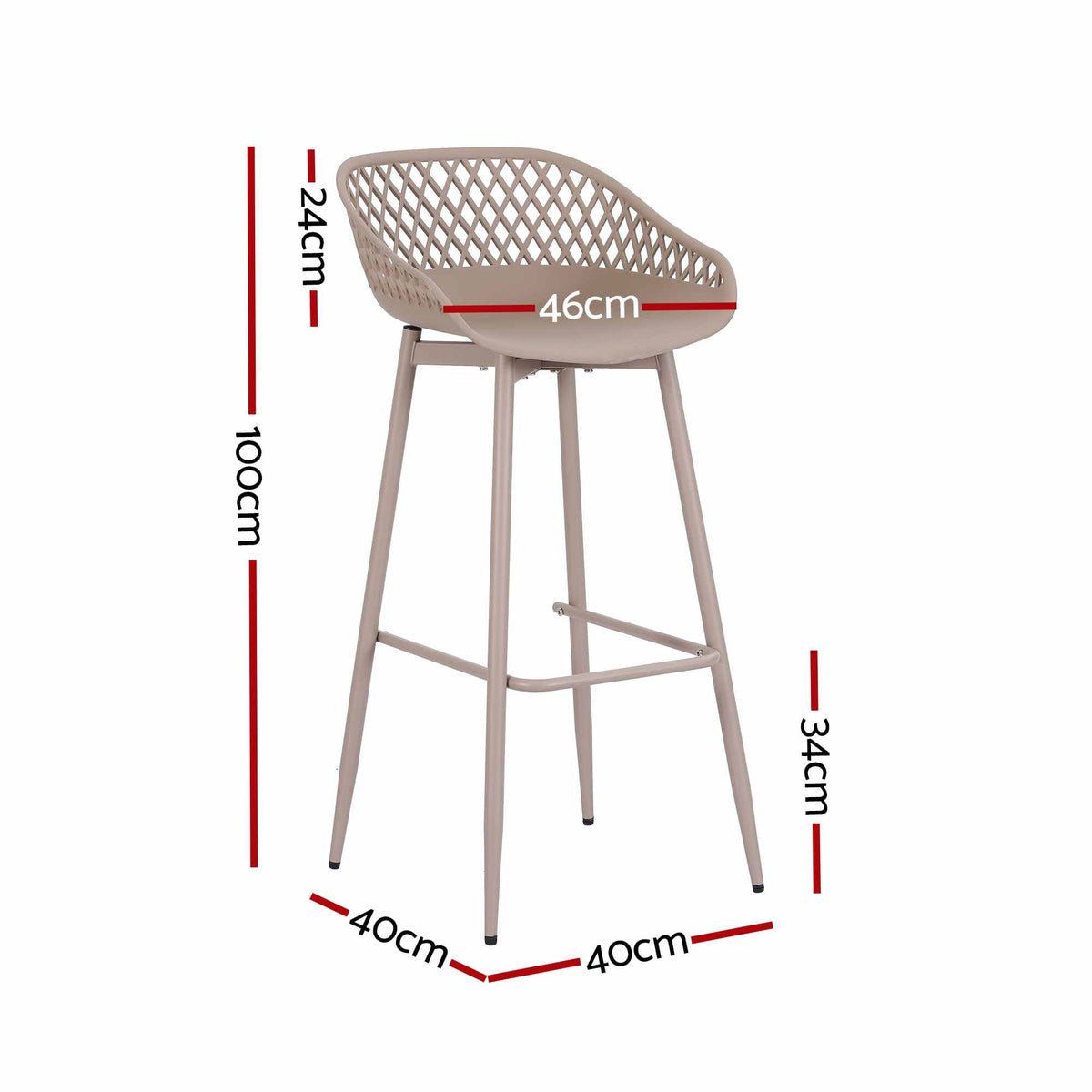 Gardeon 2PC Outdoor Bar Stools Plastic Metal Dining Chair Patio Furniture Coffee
