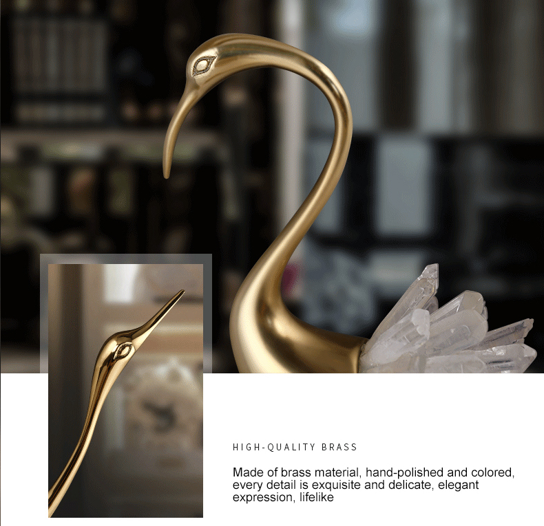 Set of Cranes 3pcs- Brass, Crystal, Marble