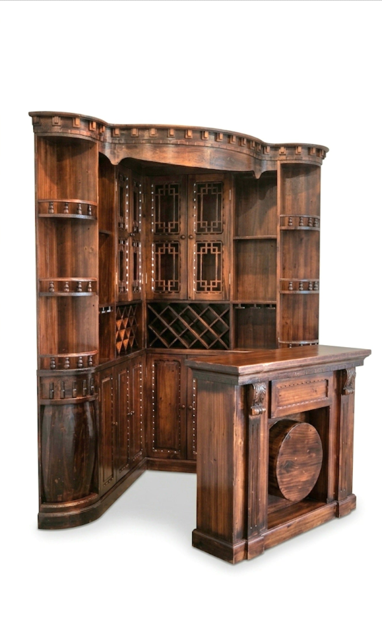 Wooden corner bar with counter
