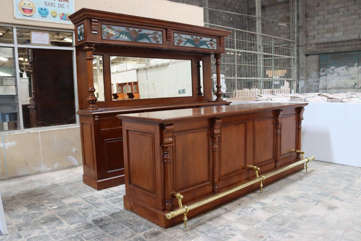 Stained Pub Bar Buffet Whisky Back Cabinet