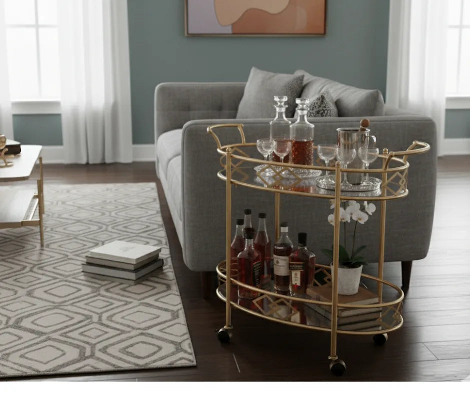 Trellis Drinks Trolley with Bottle Holder