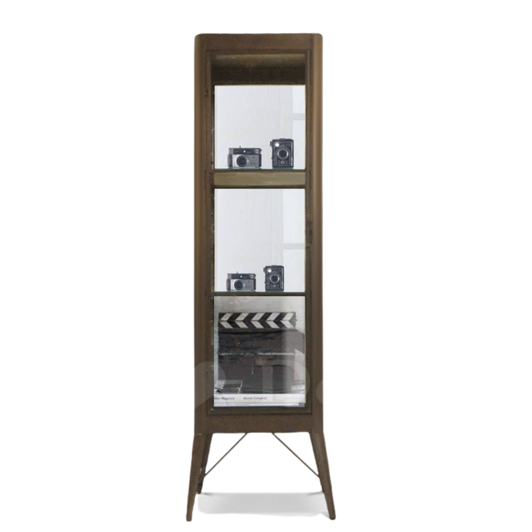 Retro Glass Wine Cabinet Multi-Layer Display Cabinet Metal Sideboard Cabinet Single Door Home Curio Cabinet furniture