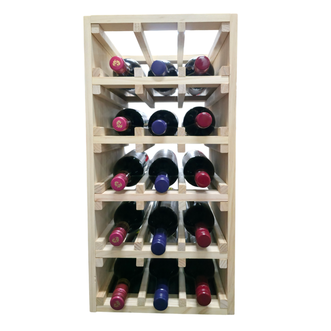 15 Bottles Wood Wine Rack