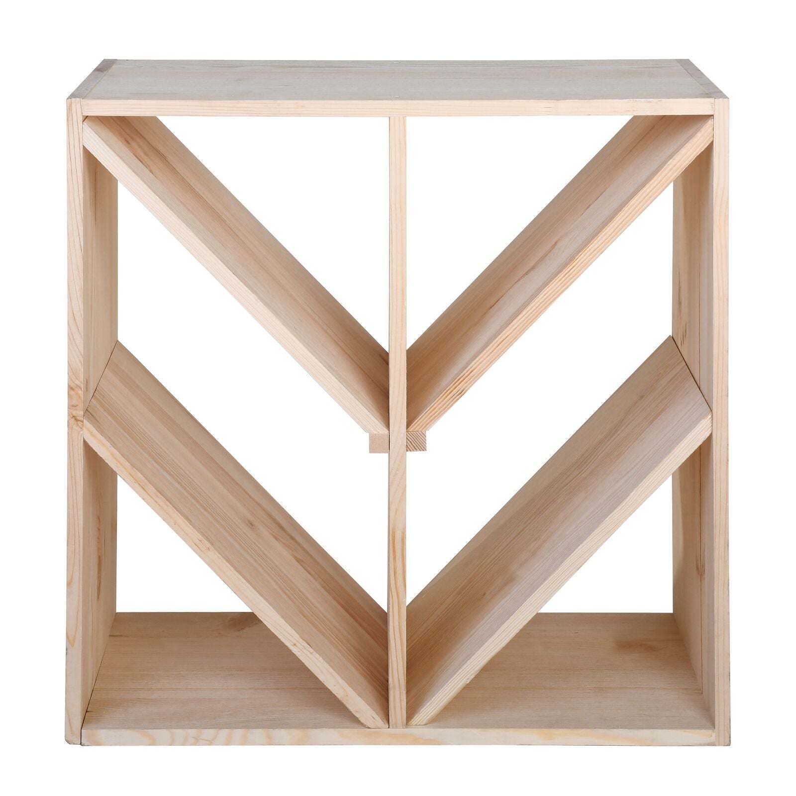 Organize your wine collection in style with this elegant pine wine rack featuring diagonal compartments. Crafted from durable pine wood, this compact wine storage solution measures 60 cm high, 60 cm wide, and 30 cm deep, making it perfect for kitchens, dining rooms, or wine cellars.