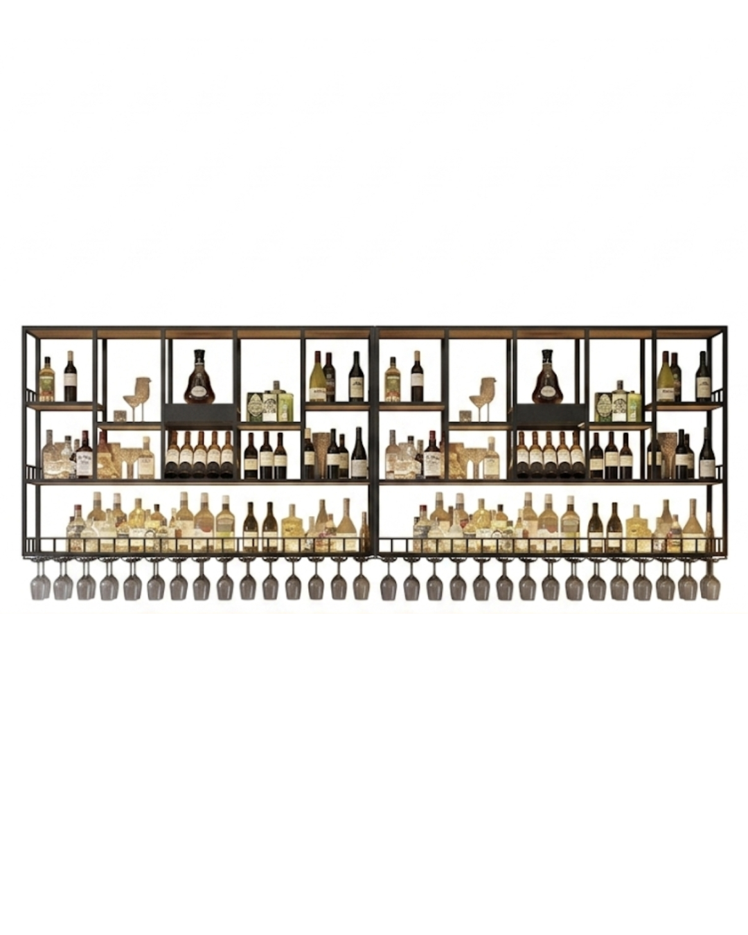 Modern Wall Bar Shelf with Glass Rack