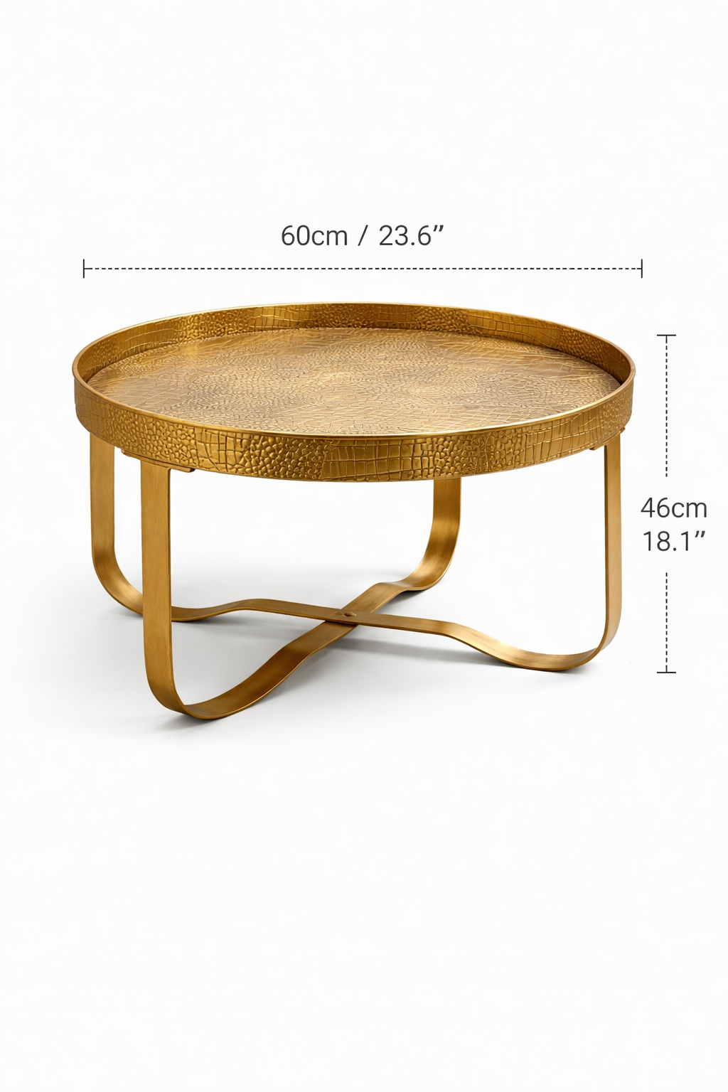 Big Round Textured Rustic Gold Round Coffee Table