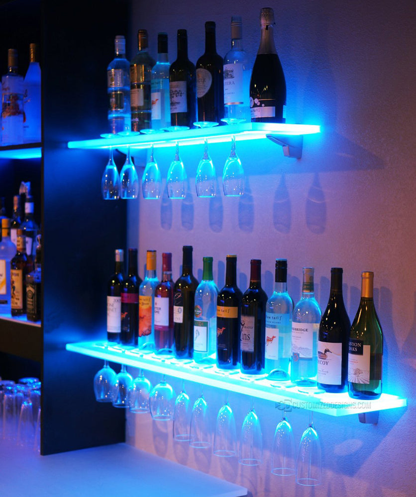 Wall Mounted Led Shelf adds a touch of elegance to your home bar and illuminates the Liquor bottles with unlimited choice of colours.