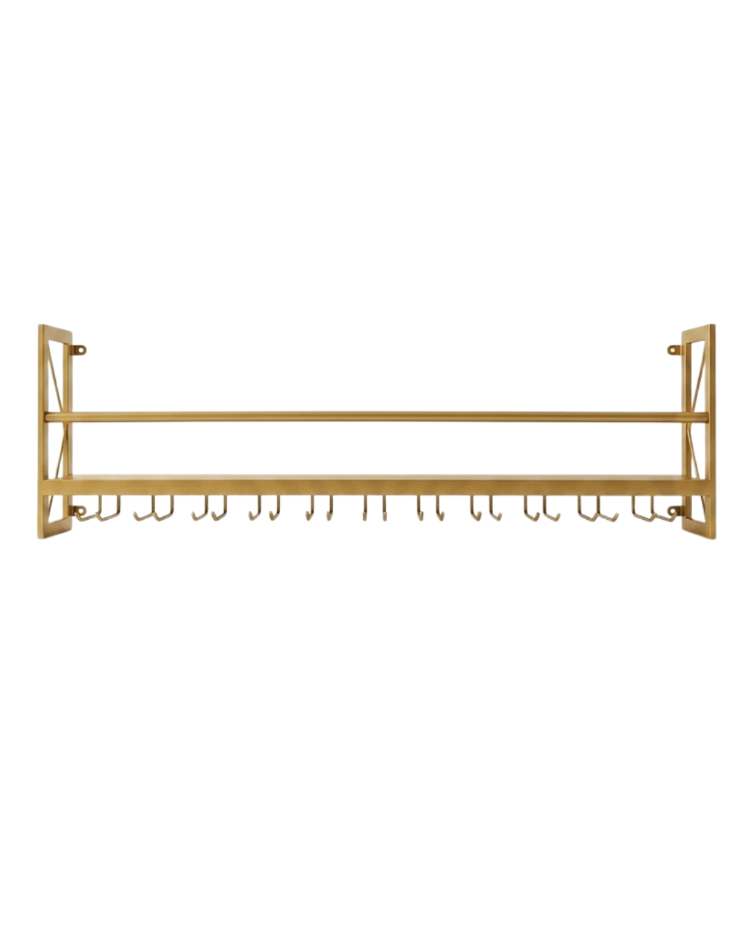 Gold Wall Bar Shelf with Stemware Glass Holder