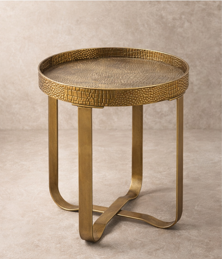 Small Round Textured Rustic Gold Round Table
